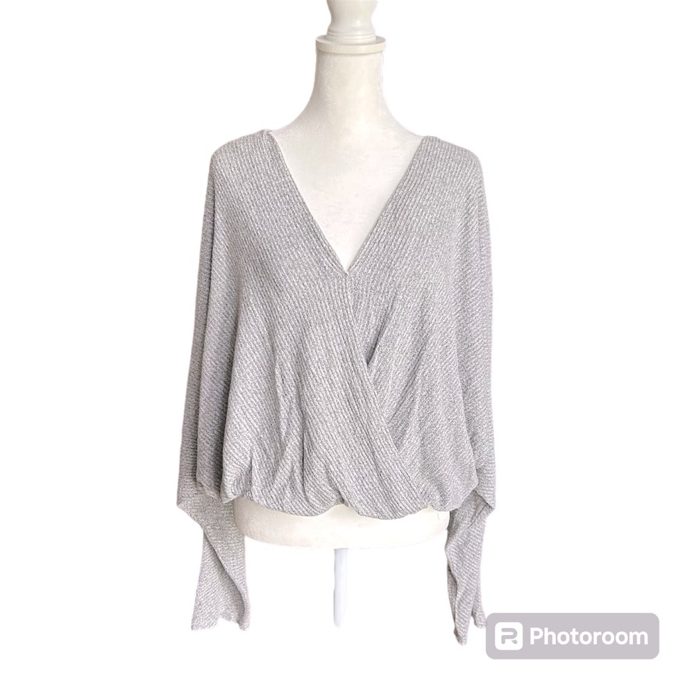 Jolie Women’s Plus Long-Sleeve Heather Wrap-Front Top